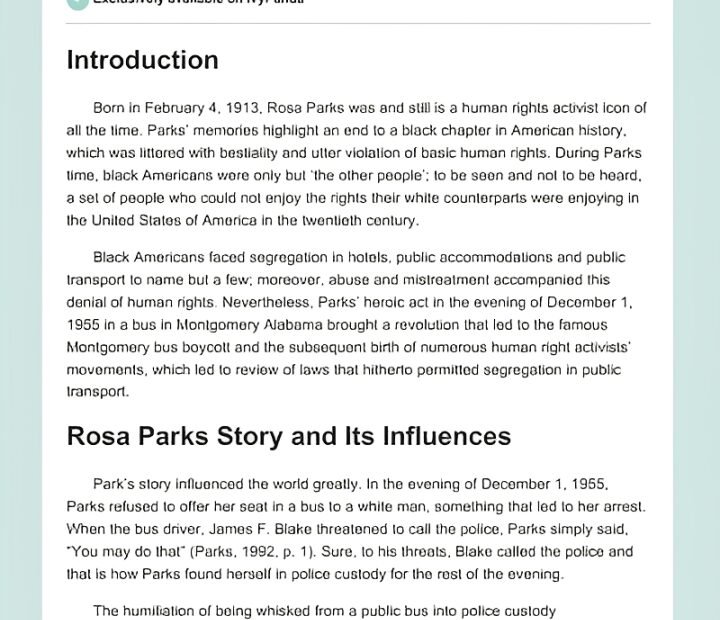 rosa parks unc essay