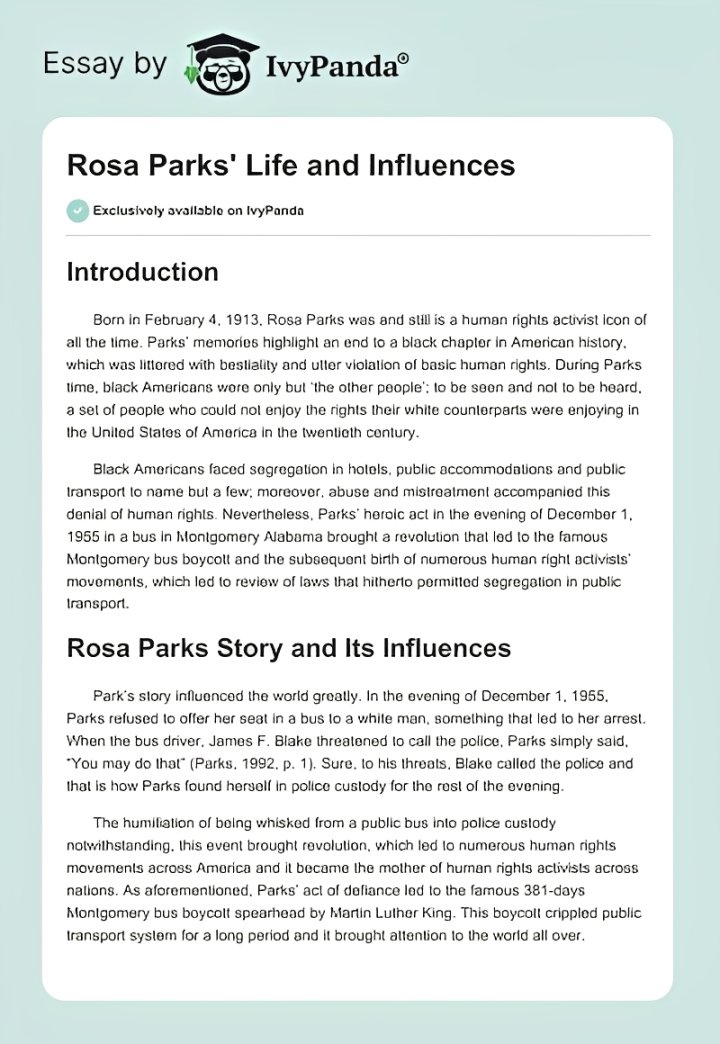rosa parks unc essay